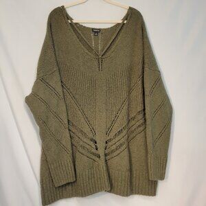 Torrid Super Soft Olive Green Sweater with beautiful detailing 4x PLUS